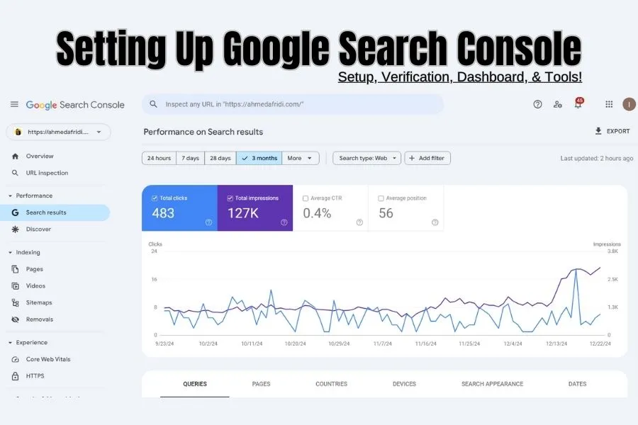 setting up google search console, account setup, site verification, gsc dashboard, property setup, google webmaster tools