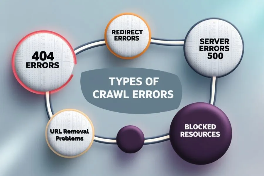 fixing crawl errors in gsc, crawl issues, 404 errors, url removal tool, redirect errors, server issues